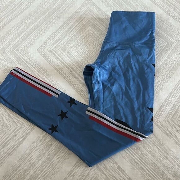 Noli Women’s Light Blue Stars & Stripes High Waisted Leggings - Size XS - Picture 1 of 6